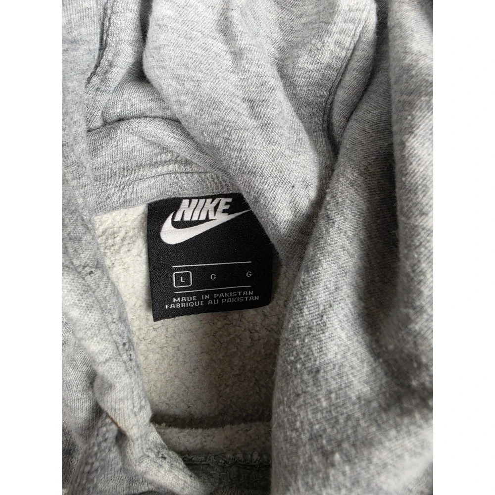 Nike Hoodie Mens Large Gray Sportswear Club Fleece Pullover Sweatshirt 804346